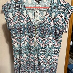 Express Women's Paisley Blouse - Blue, White, and Red